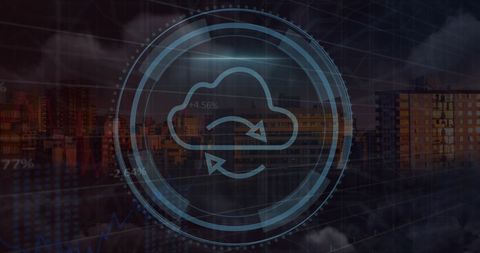 Digital Cloud Interface Overlaying Urban Cityscape - Download Free Stock Images Pikwizard.com