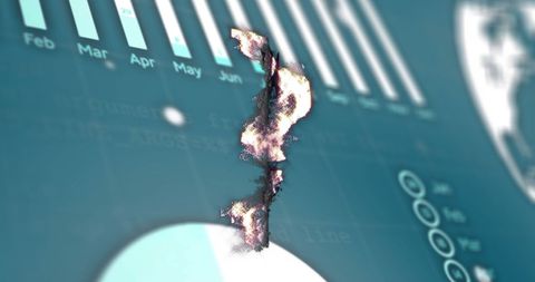 Digital Ruble Over Data and Globe Display