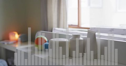 Minimalist home decor with skincare products and vibrant accents