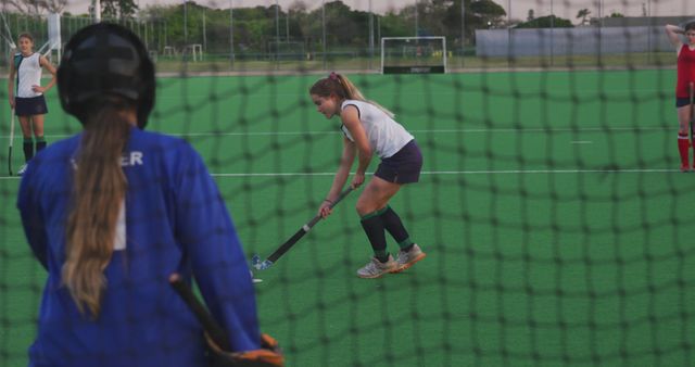 Female Field Hockey Team Practicing on Turf Field - Download Free Stock Images Pikwizard.com