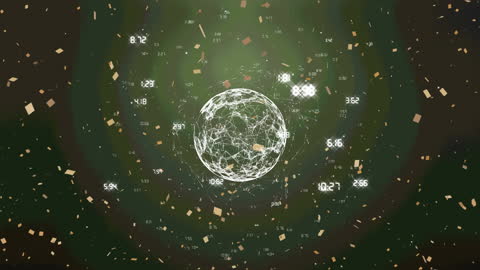 Digital Globe with Fading Numeric Data and Highlights