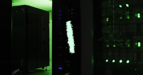 Futuristic Green-Tinted Data Center Technology - Download Free Stock Images Pikwizard.com