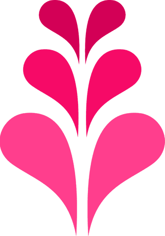 Transparent floral motif with vibrant red and pink droplets