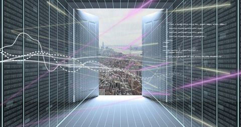 Financial Data Streams Over Suspending Cityscape - Download Free Stock Images Pikwizard.com