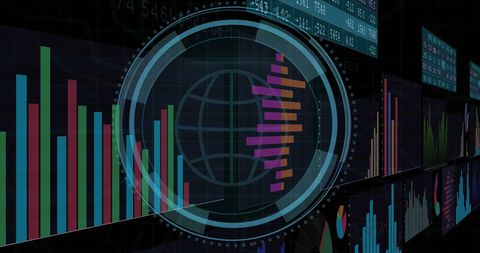 Dynamic Digital Interface with Global Data Visualizations - Download Free Stock Images Pikwizard.com