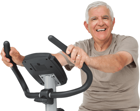 smiling senior man exercising on transparent background bike - Download Free Stock Videos Pikwizard.com