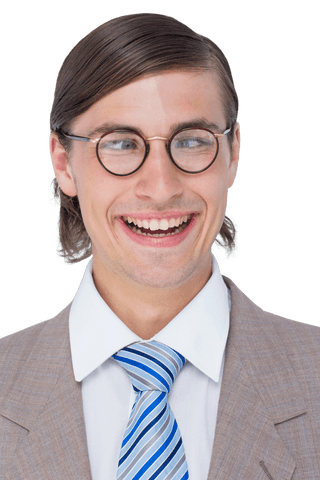funny transparent smile of geeky businessman in tie and glasses - Download Free Stock Videos Pikwizard.com