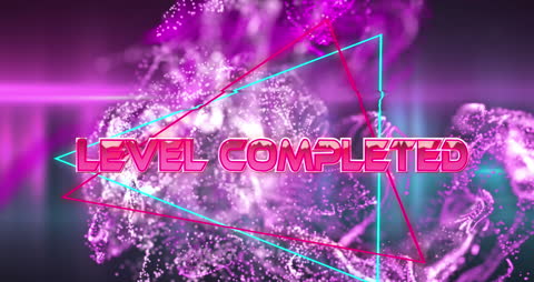 Neon Level Completed in Futuristic Gaming Interface