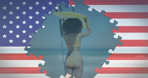 Summer Freedom Surfing and USA Patriotism Concept