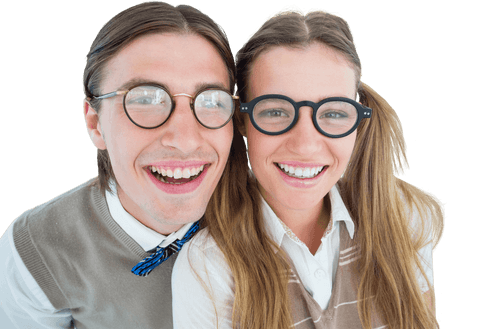 Transparent Two Geeky Hipsters Smiling Cheerfully - Download Free Stock Videos Pikwizard.com