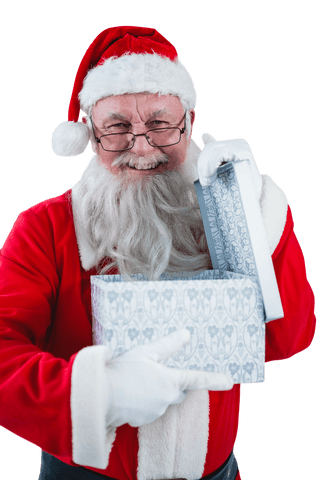 Transparent Santa Claus Opening Gift Box