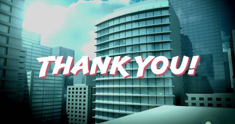 Thank You Message Over Modern Cityscape Background