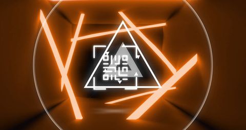 Futuristic Glowing QR Code with Neon Geometric Shapes
