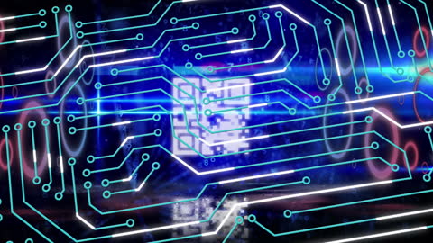 Futuristic Digital Circuit Board with QR Code