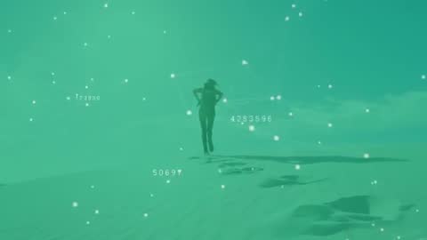 Runner Creates Data Visualizations Over Desert Landscape