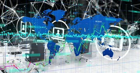Global Financial Data Exchange in Modern Office Environment - Download Free Stock Images Pikwizard.com