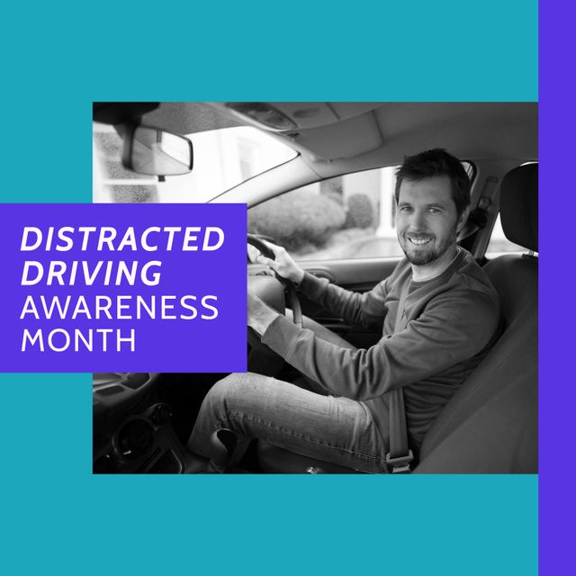 Promoting Distracted Driving Awareness Month Campaign - Download Free Stock Templates Pikwizard.com