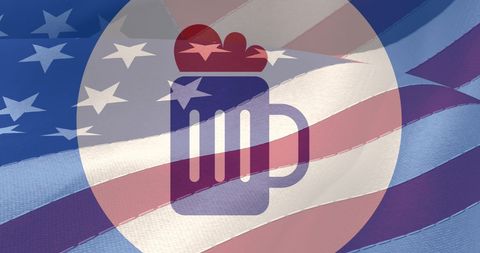 Patriotic Beer Mug Over American Flag Celebration