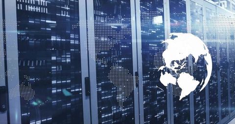 Glowing Server Rack Cabinets with Global Connectivity Overlay