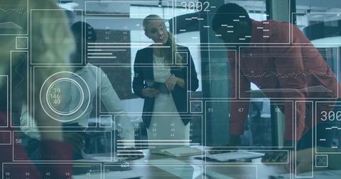 business team with futuristic data visualization interface - Download Free Stock Images Pikwizard.com