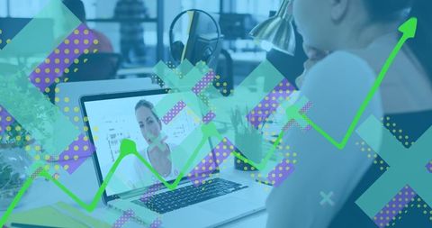 Virtual communication with business growth analysis overlay