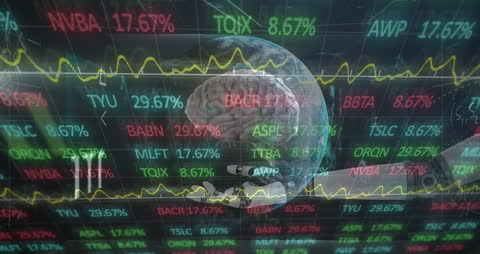 Futuristic Data Overlay with Woman Riding Scooter