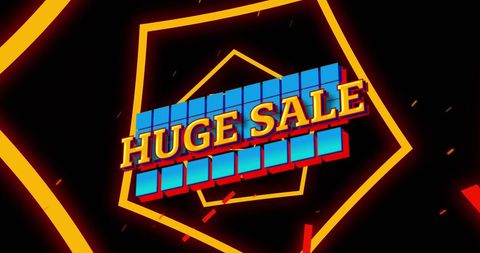 Bright Huge Sale Banner with Geometric Background