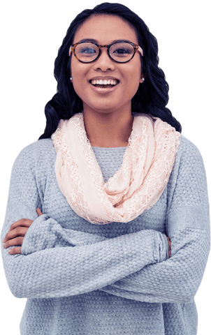 Confident Asian Woman with Glasses Against White Background - Download Free Stock Videos Pikwizard.com