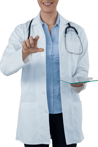 Female Doctor Interacting with Transparent Virtual Screen and Tablet - Download Free Stock Videos Pikwizard.com