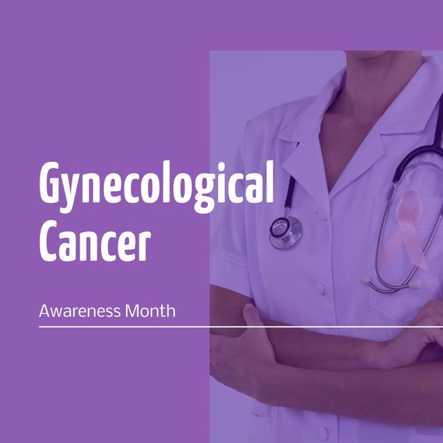 Gynecological Cancer Awareness Month Poster with Female Doctor and Ribbon - Download Free Stock Templates Pikwizard.com