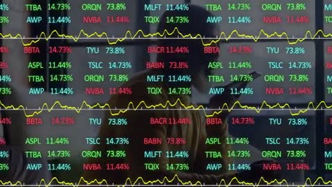 Businessman Analyzing Digital Stock Tickers Display
