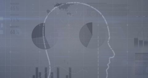 Silhouette of Human Head with Gears and Digital Financial Interface - Download Free Stock Images Pikwizard.com