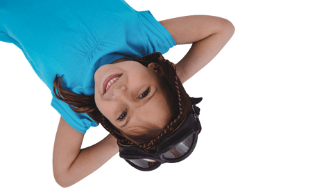 transparent upside down smiling girl wearing blue top and wheat-colored hat - Download Free Stock Videos Pikwizard.com