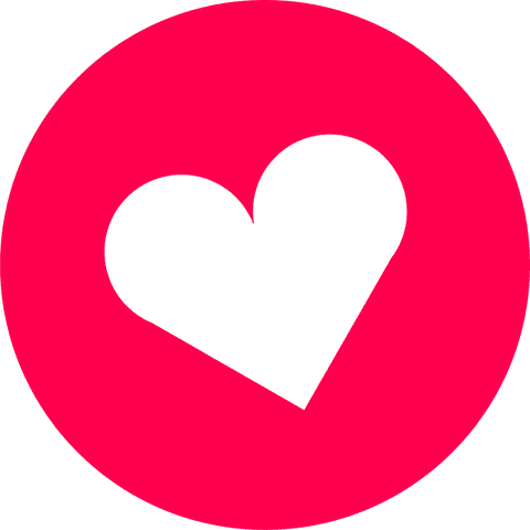 White heart symbol within vibrant pink-red circle on transparent background
