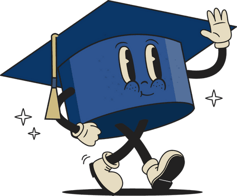 Cheerful Graduation Cap Waving on Transparent Background