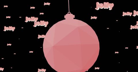 Festive bauble with repetitive 'jolly' text