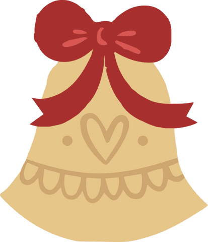 Festive transparent bell ornament with red bow and heart motif