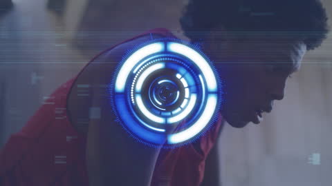 Digital Technology Concept Over Tired Athlete