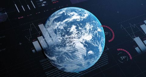 Holographic Earth with Digital Infographic Interface - Download Free Stock Images Pikwizard.com