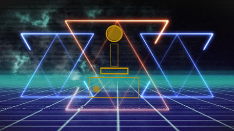 Retro Video Game Interface with Geometric Light Trails