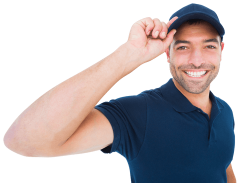 smiling delivery man in cap isolated on transparent background - Download Free Stock Videos Pikwizard.com