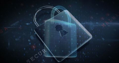 Digital Security Padlock with Data Overlay