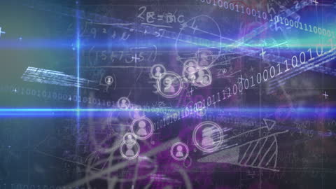 Digital Data Processing Animation with Network and Technology Icons