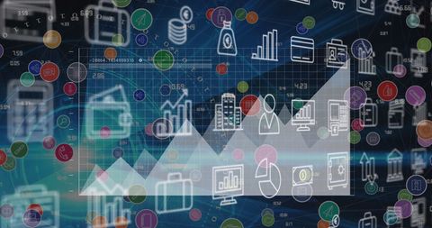 Business Technology Interface with Statistical Data Icons - Download Free Stock Images Pikwizard.com