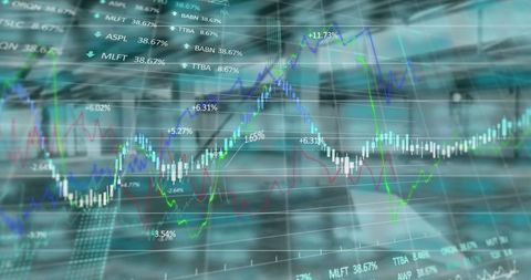 Finance Data Overlay on Empty Industrial Warehouse - Download Free Stock Images Pikwizard.com