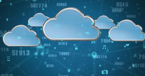 Connected Cloud Network with Data Flow Symbols - Download Free Stock Images Pikwizard.com