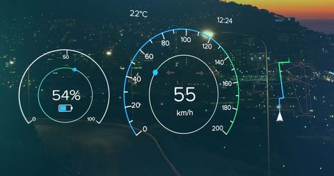 Digital Dashboard Interface over City Silhouette - Download Free Stock Images Pikwizard.com
