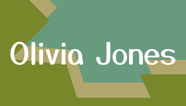This template showcases a bold name 'Olivia Jones' against a modern geometric background, perfect for enhancing personal branding. Its contemporary design is ideal for business cards, resumes, social media profiles, and promotional materials. Easily customizable name makes it versatile for various professional uses.