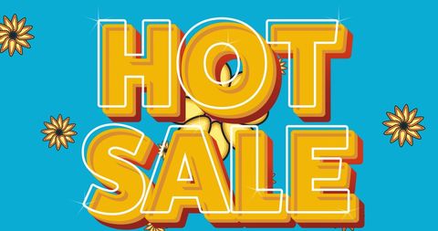 Vibrant Neon Hot Sale Text with Retro Floral Background