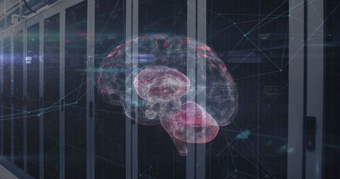 Digital Brain Hologram in Data Center Environment - Download Free Stock Images Pikwizard.com